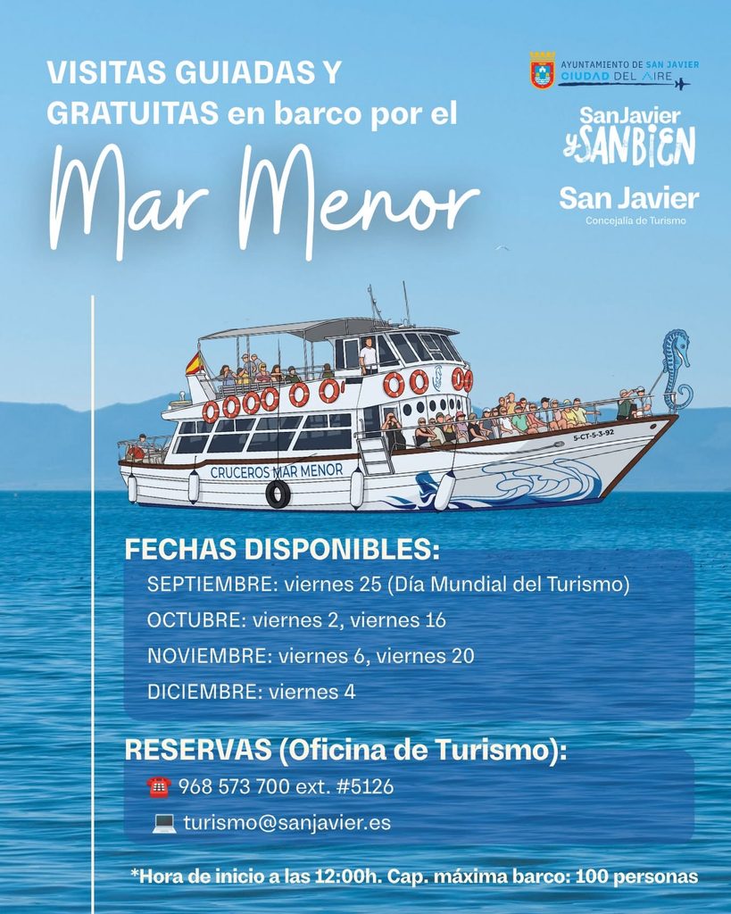 Visitas guiadas y gratuitas en barco por el Mar Menor